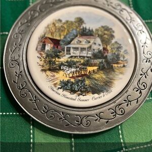 Decorative Plate with Scenic Farmhouse Design